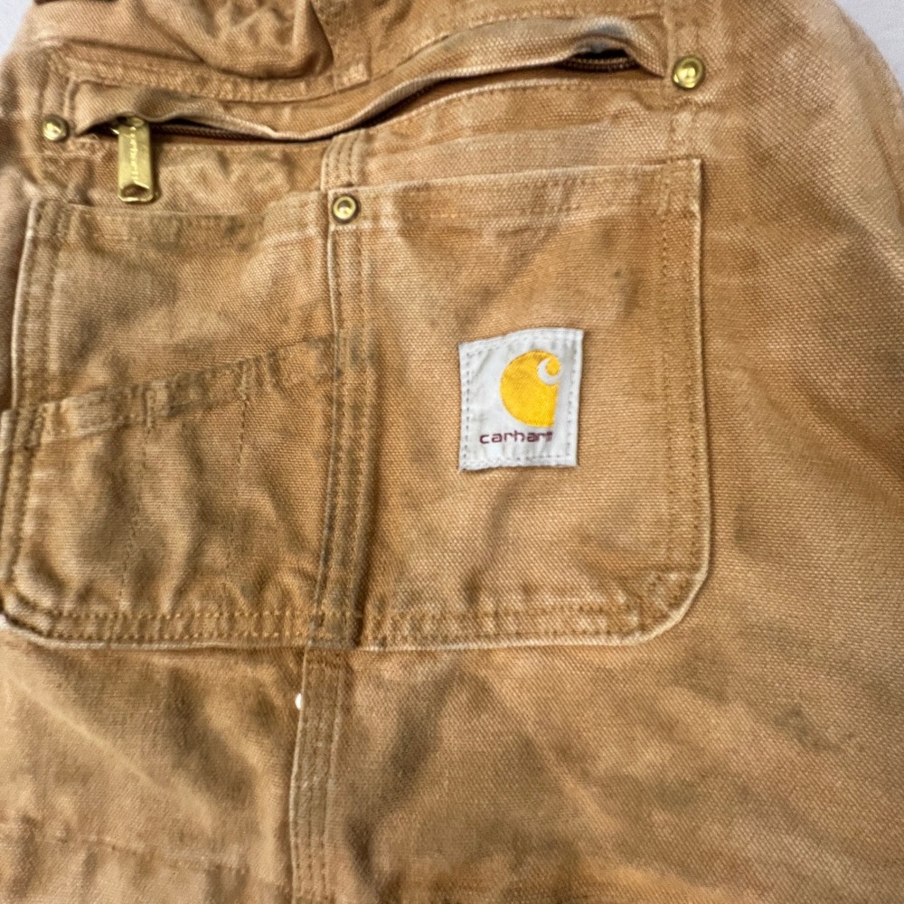 Carhartt Overalls Mens 38x32 Brown Duck Canvas Relaxed Fit R01-M Workwear Bibs - Picture 12 of 16